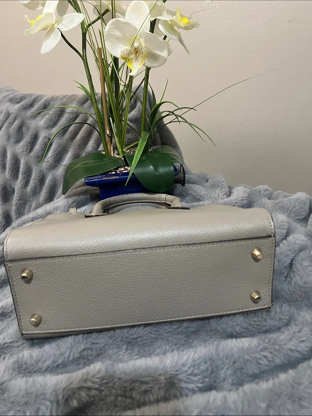 Furla Pin S Light Gray Leather Top-Handle Satchel retail $385 NWOT - Picture 3 of 9